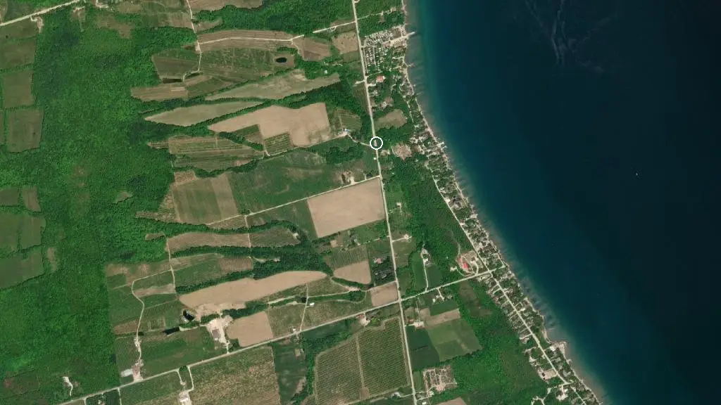 Aerial view of Georgian Shores – Daiva RV Resorts and surroundings