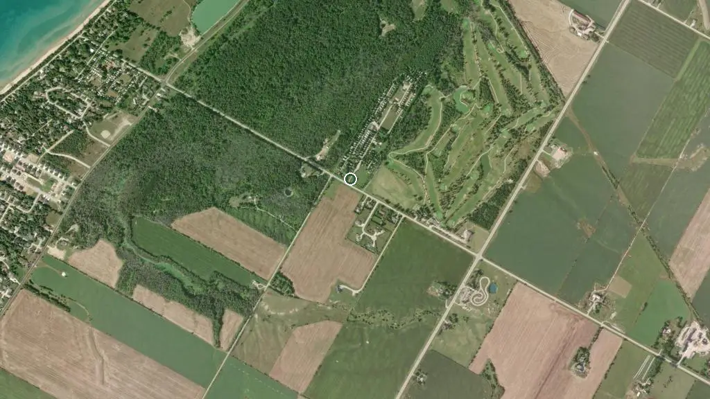 Aerial view of Green Acres Campground and RV Park and surroundings
