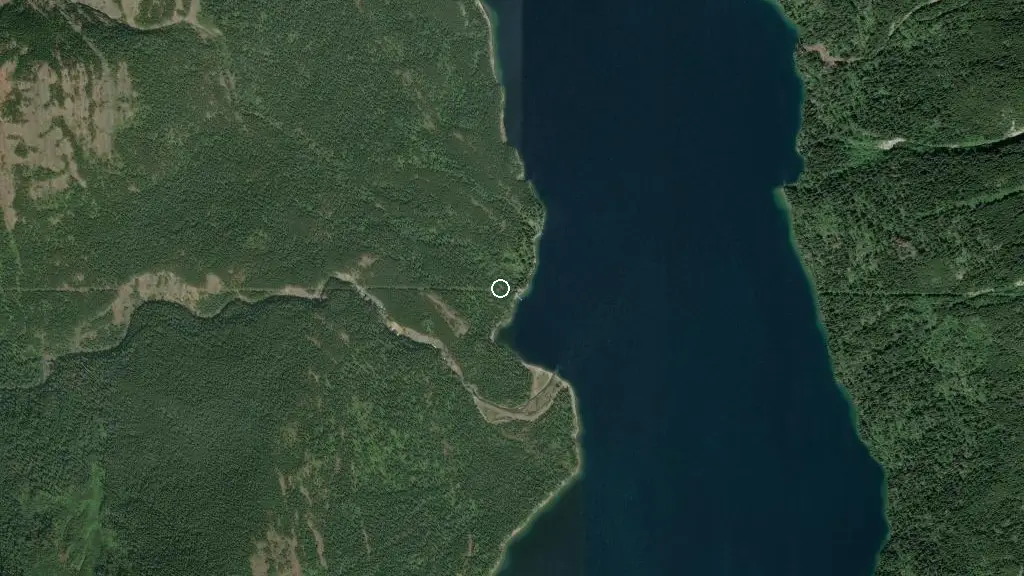 Aerial view of Boundary Bay Backcountry Campground and surroundings