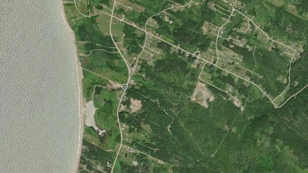 Aerial view of Point Cross Beach RV Park and surroundings