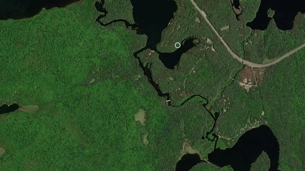 Aerial view of Algonquin - Pog Lake and Kearney Lake Campground and surroundings