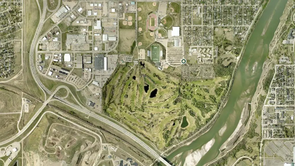 Aerial view of Gordon Howe Campsite and surroundings