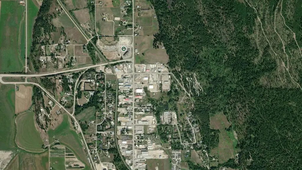 Aerial view of Arrow Mountain RV Park and surroundings
