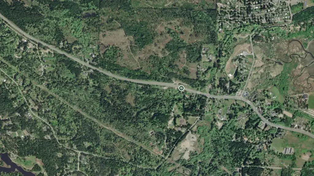 Aerial view of Nanoose Creek Campground and surroundings
