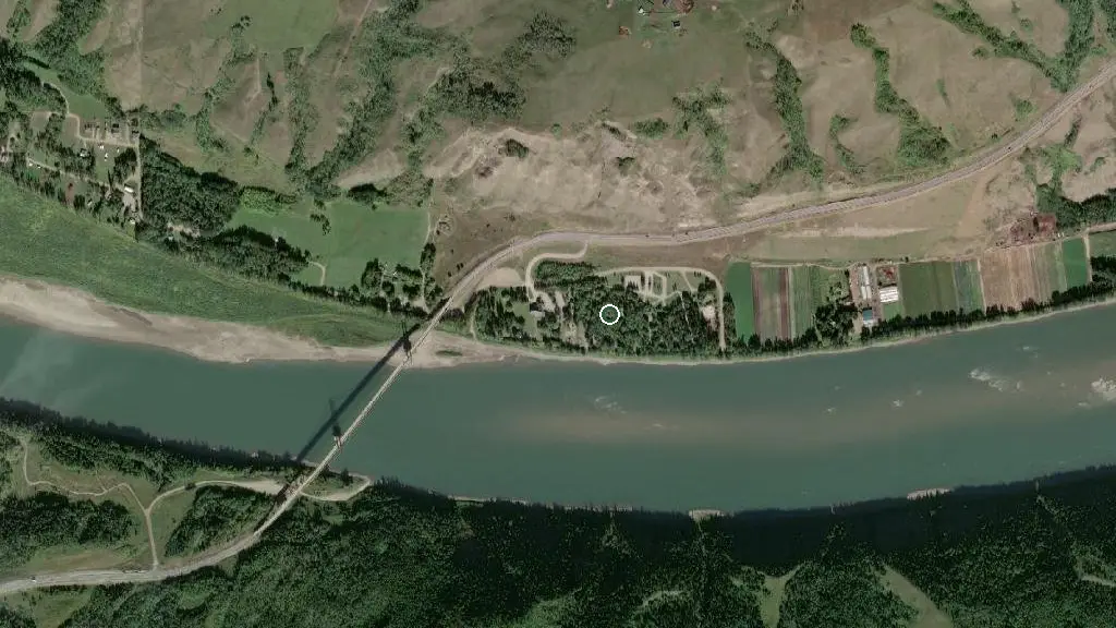 Aerial view of Dunvegan Provincial Park and surroundings