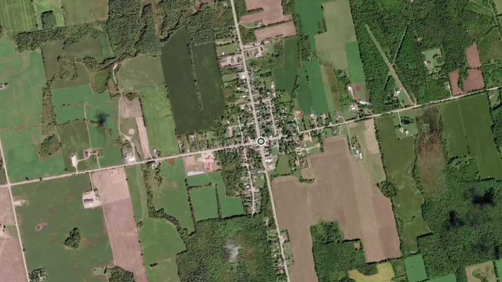 Aerial view of Blue Water Lakes Campground and surroundings