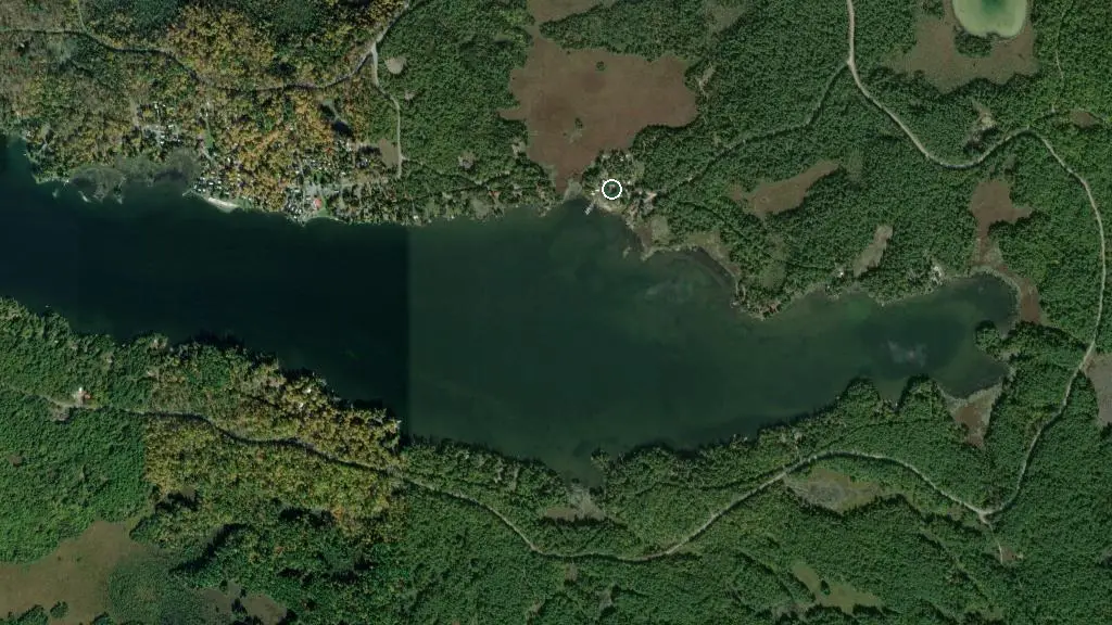 Aerial view of 3 Mile Bay Tent & Trailer Park and surroundings