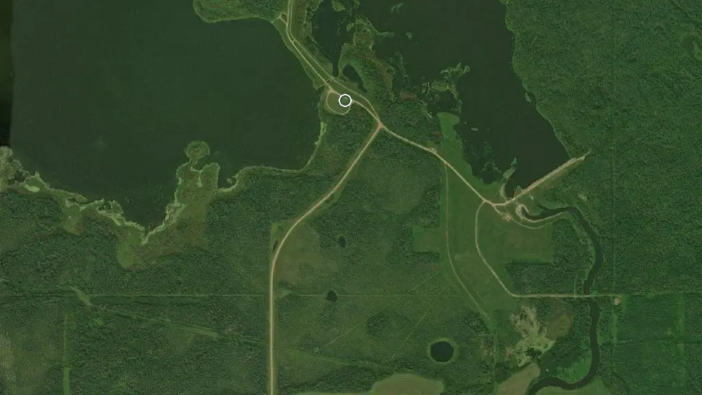 Aerial view of Heart River Dams and surroundings