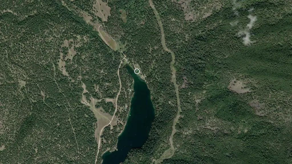 Aerial view of Lazy Lake Campground and surroundings