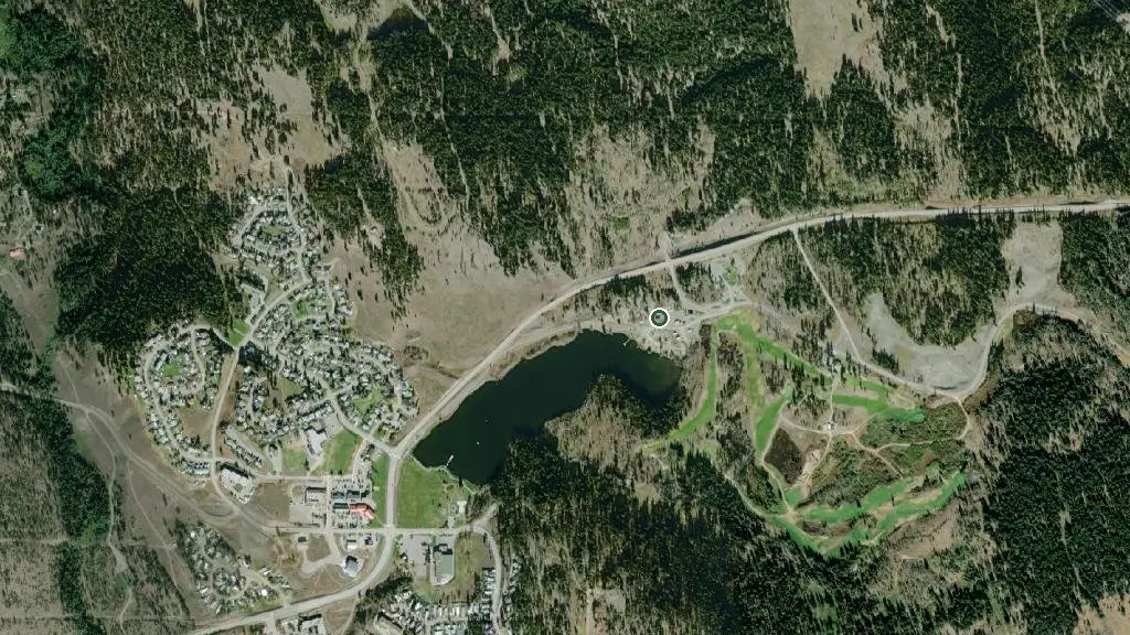 Aerial view of Logan Lake Municipal Campground and surroundings