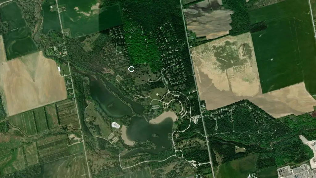 Aerial view of Earl Rowe Provincial Park and surroundings