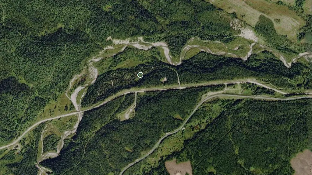 Aerial view of Watson Creek Provincial Recreation Area and surroundings