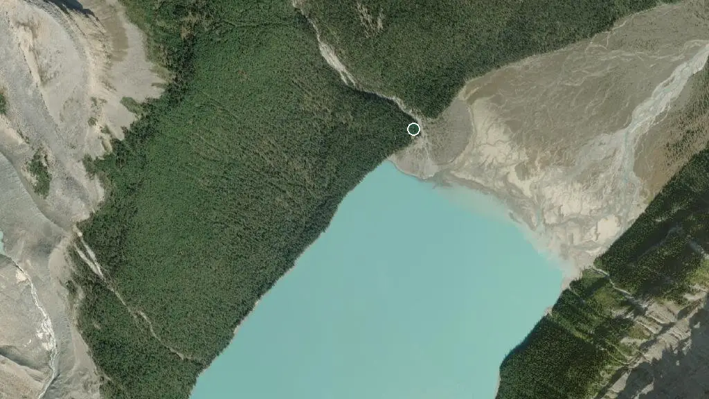 Aerial view of Berg Lake Campground and surroundings