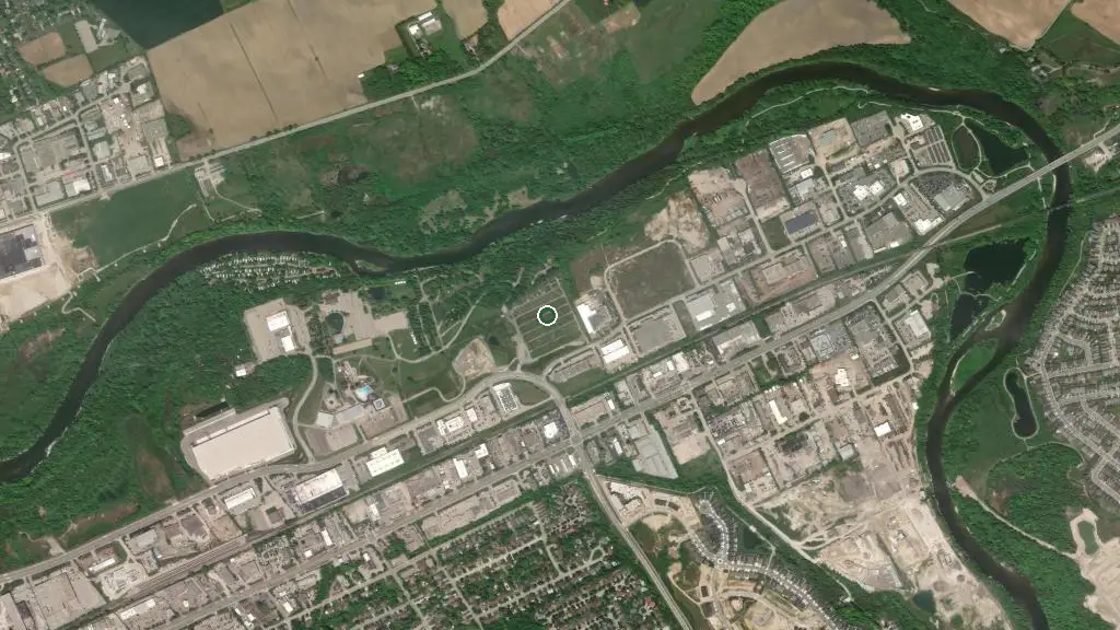Aerial view of Chalet Campground and surroundings