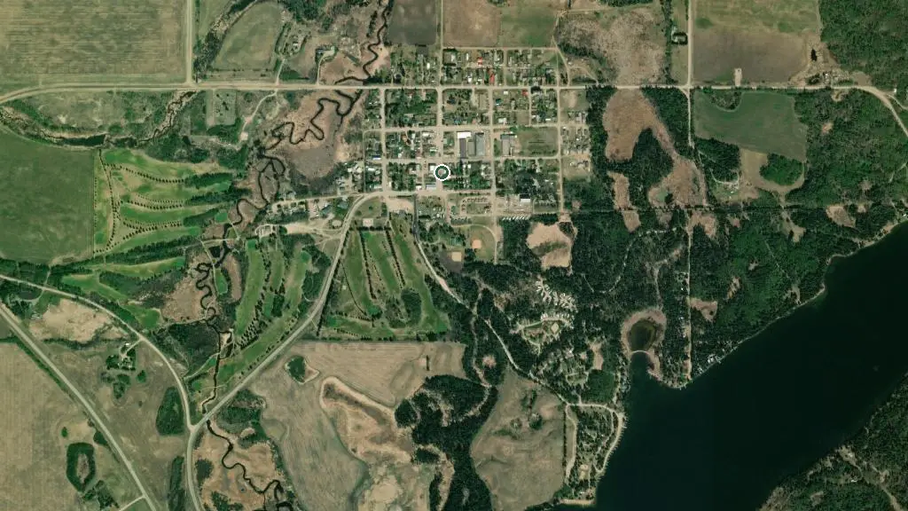 Aerial view of Shell Lake Campground and surroundings