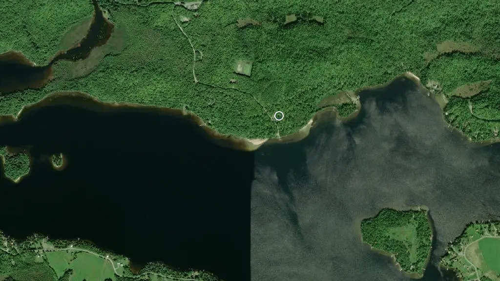 Aerial view of Restoule Park - Putts Point Campground and surroundings