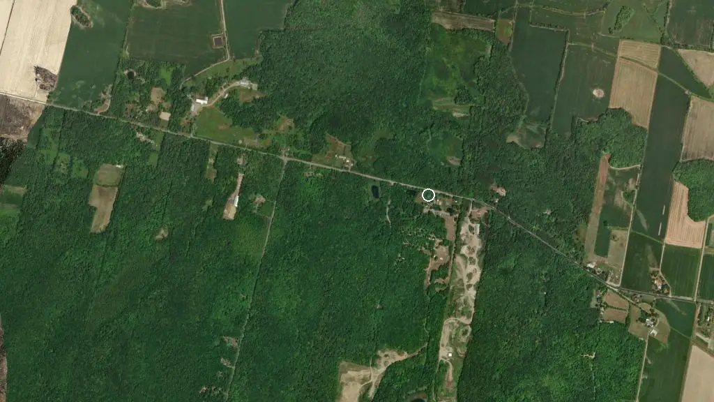 Aerial view of Camping Ste-Justine and surroundings