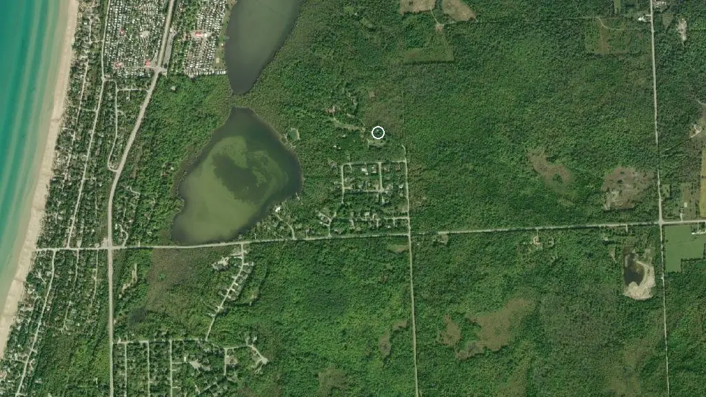 Aerial view of Silver Lake Mennonite Camp and surroundings