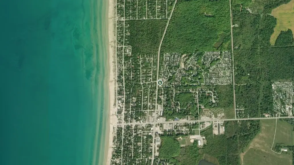 Aerial view of Woodland Park Sauble Beach and surroundings