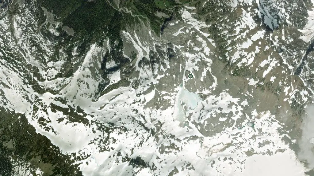 Aerial view of Place Glacier Glaciology Hut and surroundings