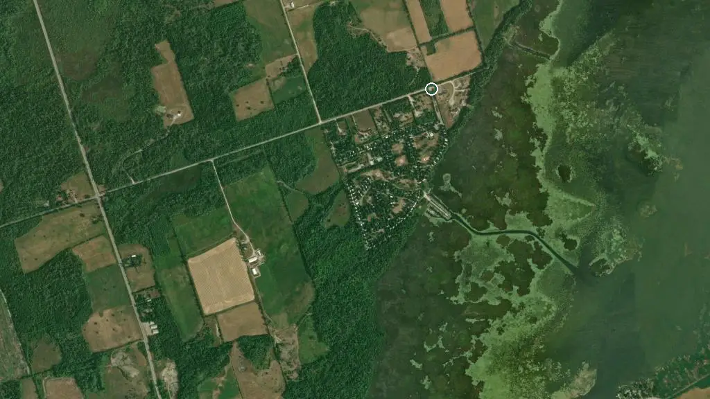 Aerial view of Pigeon Lake Park and surroundings