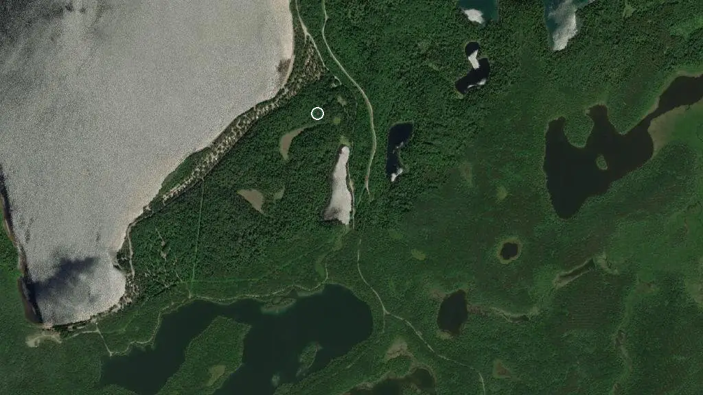 Aerial view of Ivanhoe Lake Provincial Park and surroundings