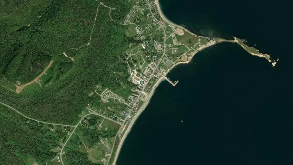 Aerial view of Camping Baie de Percé and surroundings