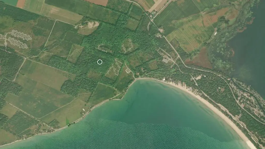 Aerial view of Sandbanks Provincial Park and surroundings