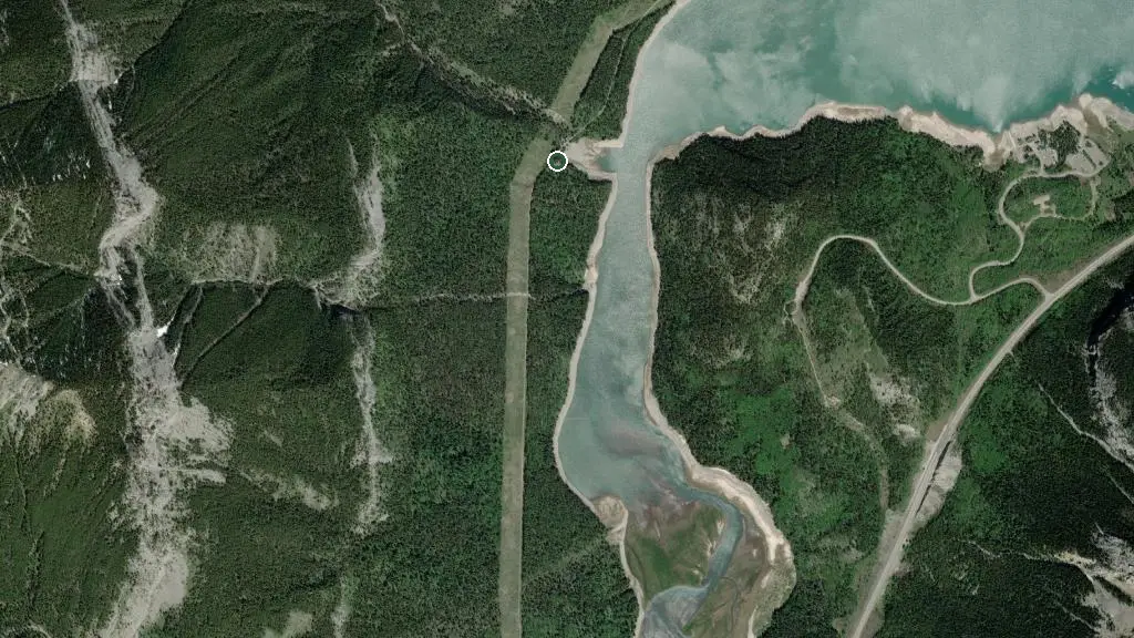Aerial view of Jewell Bay Backcountry Campground and surroundings