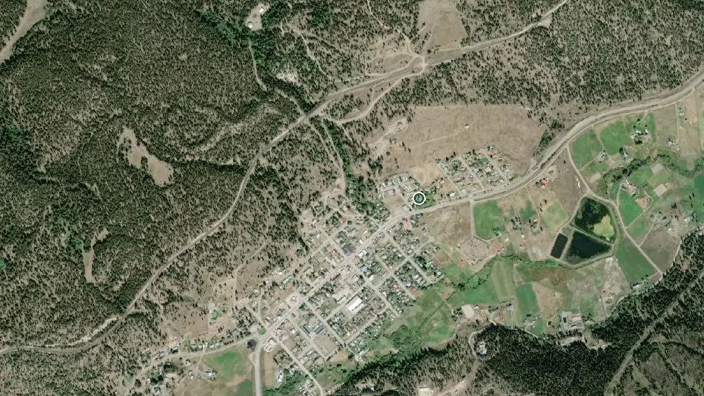 Aerial view of Gold Trail RV Park and surroundings