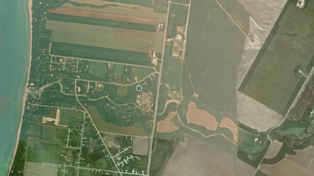 Aerial view of Happy Hollow Campground Inc. & RV Sales and surroundings