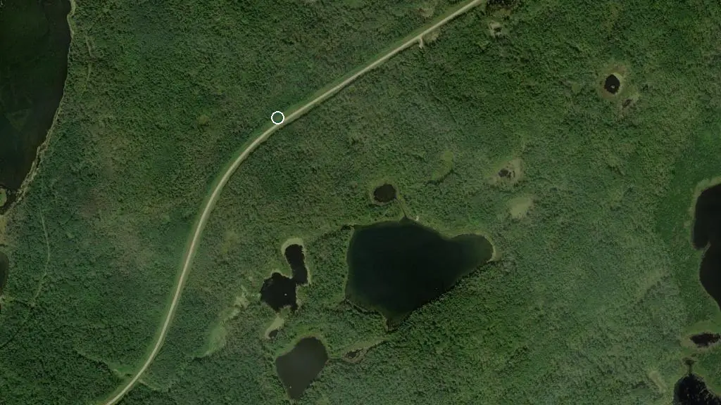 Aerial view of Greenwater Lake Provincial Park and surroundings