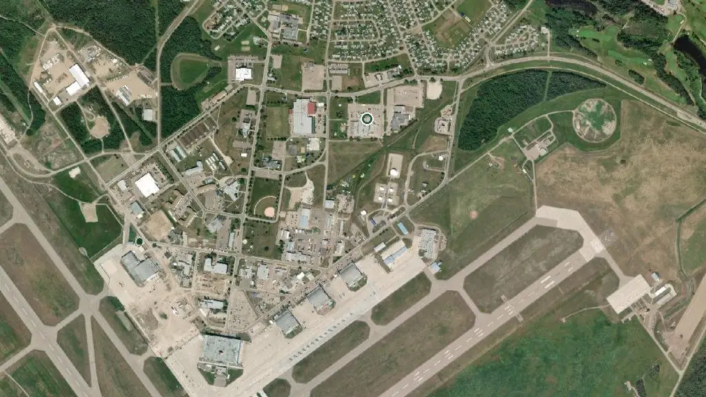 Aerial view of Crane Lake East M.D. Park and surroundings