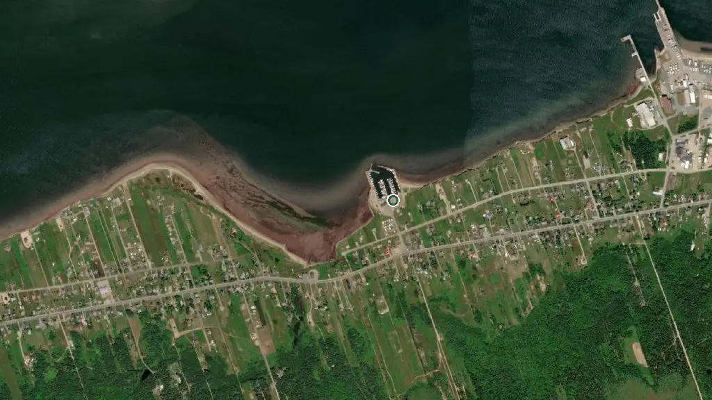 Aerial view of Port de Plaisance de Bas-Caraquet and surroundings
